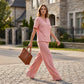 👗 50% OFF NOW! ⏳ Women's V-Neck Top & Wide-Leg Pants Set – Flowy & breathable – Perfect for summer, work or vacation – effortless style ✨🌸