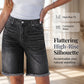🩳 50% OFF NOW! 🌸 Women's Casual High Waisted Fringed Denim Shorts – Stretchy & raw hem – Perfect for summer, beach or casual outings – comfortable and trendy 🏖️✨