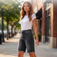 🩳 50% OFF NOW! 🌸 Women's Casual High Waisted Fringed Denim Shorts – Stretchy & raw hem – Perfect for summer, beach or casual outings – comfortable and trendy 🏖️✨