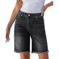 🩳 50% OFF NOW! 🌸 Women's Casual High Waisted Fringed Denim Shorts – Stretchy & raw hem – Perfect for summer, beach or casual outings – comfortable and trendy 🏖️✨