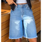 🩳 50% OFF NOW! 🌸 Women's Casual High Waisted Fringed Denim Shorts – Stretchy & raw hem – Perfect for summer, beach or casual outings – comfortable and trendy 🏖️✨