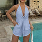 👙 50% OFF NOW! ☀️ Sexy Backless Halter Top & Shorts Set – Adjustable tie-front & breathable – Perfect for beach, pool or summer parties – chic and comfortable 🥂🌊✨