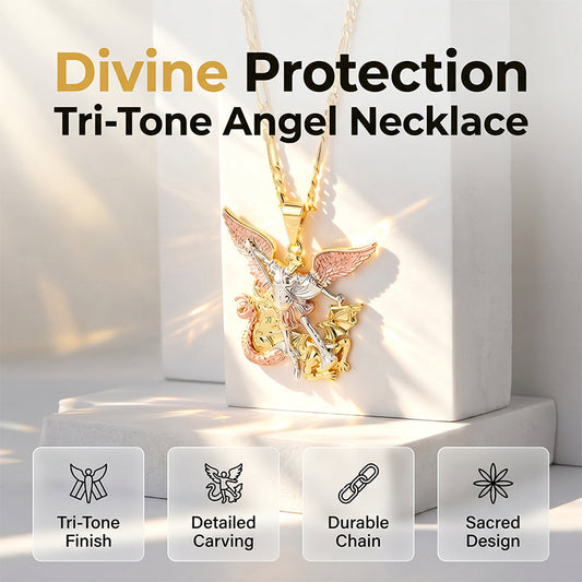 🕊️ 50% OFF NOW! ⏰ Tri-Tone Angel Guardian Pendant Necklace – Elegant & symbolic – Perfect for daily wear or gifting – delicate and meaningful ✨💛🪽