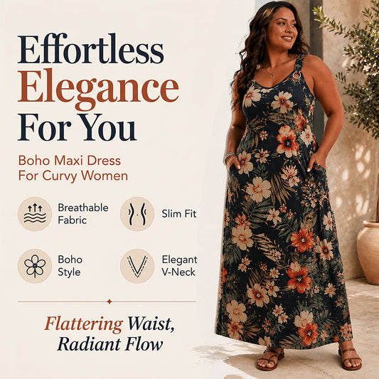👗 50% OFF NOW! 🎉 Women's Plus Size V-Neck Sleeveless Maxi Dress – Flowy & flattering – Perfect for summer or special occasions – comfortable and elegant 🌸✨🌿