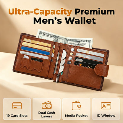 🛡️ 50% OFF NOW! 🎁 Men's Vintage RFID Blocking Wallet – Genuine leather, slim 10-card design & fraud protection – Perfect Father's Day or everyday gift 💼
