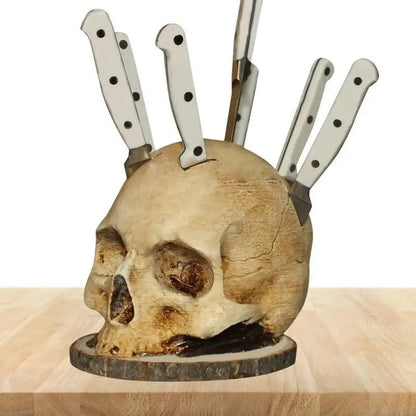 🔪 50% OFF NOW! 💀 Creative Skull Resin Knife Holder – Unique & durable design – Perfect for kitchen, study or gothic decor – holds knives securely and stylishly 🖤🍴✨