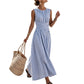 👗 50% OFF NOW! 🌊 Women Casual Striped Maxi Dress Sleeveless – Breezy fabric, flattering stripes & relaxed fit – Perfect for beach, vacation & summer strolls ☀️