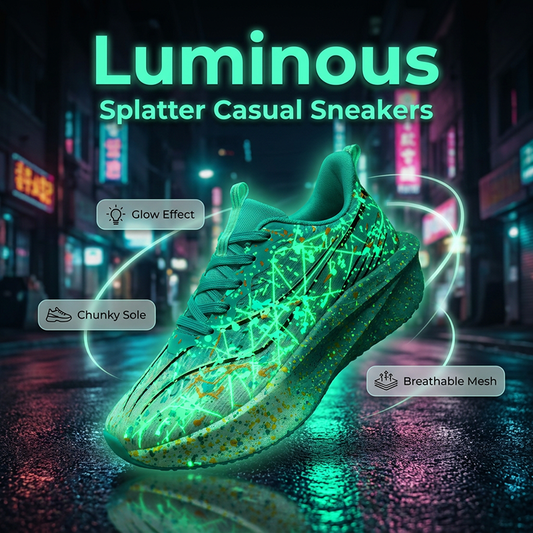 👟 50% OFF NOW! ✨ Glow-in-the-Dark Splatter Print Casual Sneakers – Neon glow, comfortable fit & unique splatter design – Stand out day & night 🌙