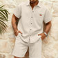 👕 50% OFF NOW! 🩳 Men's Waffle Knit Short Sleeve Shirt & Shorts Set – Soft textured fabric, breathable & relaxed fit – Perfect for summer loungewear & casual outings ☀️