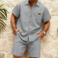 👕 50% OFF NOW! 🩳 Men's Waffle Knit Short Sleeve Shirt & Shorts Set – Soft textured fabric, breathable & relaxed fit – Perfect for summer loungewear & casual outings ☀️