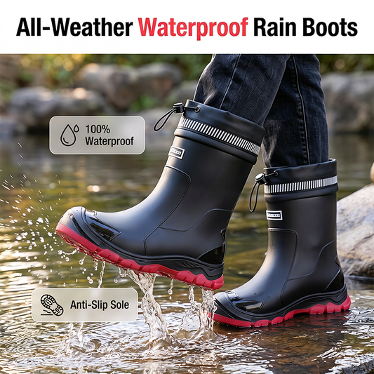 👢 50% OFF NOW! 🌧️ Unisex Mid-Calf Waterproof Rain Boots – 100% waterproof, non-slip & easy to clean – Perfect for rainy days & outdoor adventures ☂️