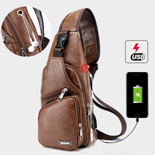 👜 50% OFF NOW! 🎁 Men's Multifunctional Leather Chest Bag – Premium leather, multiple compartments & adjustable strap – Perfect for travel & daily carry ✨