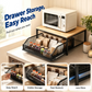 💥 60% OFF NOW! 🍳 2-Tier Microwave Stand with Slide-Out Drawer – Heavy-duty, space-saving & sturdy – Perfect for kitchen, office & dorm counters 🏠