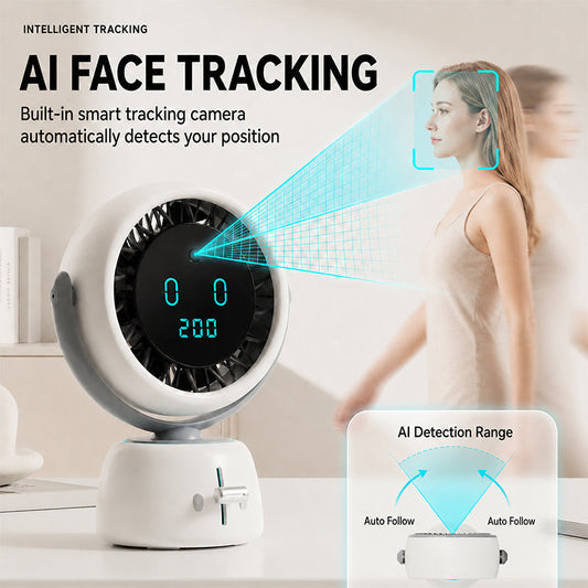 🌀 50% OFF NOW! 📹 Smart Face Tracking Desktop Fan – Auto-tracking, quiet operation & USB rechargeable – Stays cool while following you anywhere 🌬️