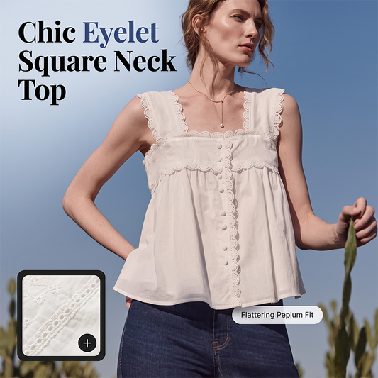 👚 50% OFF NOW! 🌸 Women's Vintage Square Neck Sleeveless Top – Flattering square neck, lightweight & chic – Perfect for summer & effortless style ☀️