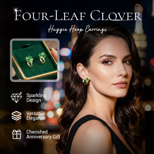 🍀 50% OFF NOW! ✨ Four-Leaf Clover Huggie Hoop Earrings – Delicate design, lightweight & lucky charm – Perfect for daily wear or gifting 💚