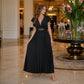 👗 50% OFF NOW! ✨ Women Elegant V-Neck Pleated Long Dress – Flattering pleats, lightweight fabric & elegant flow – Perfect for parties, weddings & summer evenings 🌸