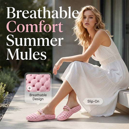 👡 50% OFF NOW! 🌿 Breathable Bow Mules – Soft cushioned footbed, flexible sole & gentle bow – All-day comfort without rubbing or pinching ✨