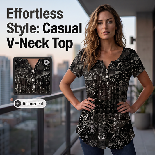 👚 50% OFF NOW! 🌞 Women's Casual V-Neck Top – Soft fabric, flattering fit & breathable – Perfect for summer days & effortless style ✨