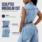👗 50% OFF NOW! 👖 Women Sleeveless High Slit Denim Vest Dress – Flattering longline fit, high slit & stylish – Perfect for summer layering & casual chic ☀️