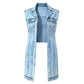 👗 50% OFF NOW! 👖 Women Sleeveless High Slit Denim Vest Dress – Flattering longline fit, high slit & stylish – Perfect for summer layering & casual chic ☀️