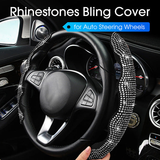 🚗 50% OFF NOW! 💎 Rhinestones Bling Steering Wheel Cover – Sparkling design, soft grip & easy fit – Add glamour & comfort to every drive ✨