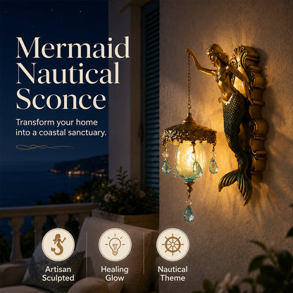 🧜‍♀️ 50% OFF NOW! 🏡 Antique Gold Coastal Mermaid Wall Light – Hand-painted, vintage sconce & weather-resistant – Perfect for indoor or covered outdoor spaces ✨