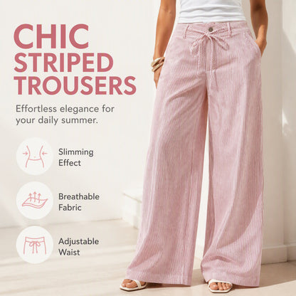 👖 50% OFF NOW! 🌸 Women's Wide Leg Striped Pants – Vertical stripes, breathable & S-3XL – Leg-lengthening style with premium quality ✨