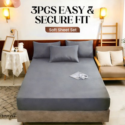 🛏️ 50% OFF NOW! 🧺 3PCS Easy-Fit Soft Sheet Set – Ultra-soft, wrinkle-resistant & secure fit – Complete comfort for a perfect night's sleep 😴