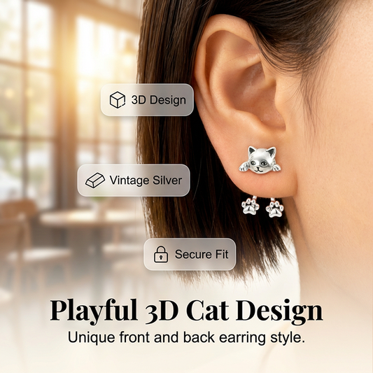 🐱 50% OFF NOW! ✨ 3D Cute Peeking Cat Stud Earrings – Playful design, vintage silver & lightweight – Perfect for cat lovers & everyday charm 💖