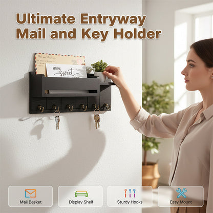 🏆 50% OFF NOW! 📬 Wall-Mounted Mail & Key Holder with Shelf – Sturdy, space-saving & easy install – Keep your entryway organized & stylish 🏠