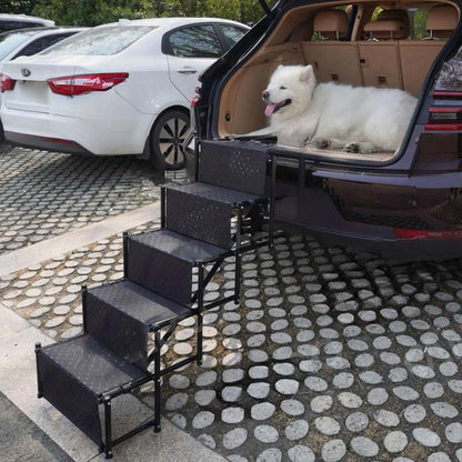 🐕 50% OFF NOW! 🚗 Portable Foldable Non-Slip Dog Car Stairs – 4-step, heavy-duty & non-slip – Easy climbing for small & senior dogs 🐾