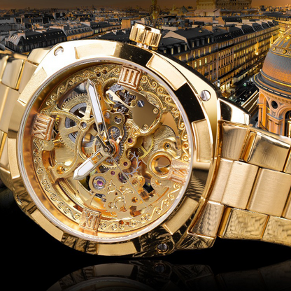 ⌚ Save 50%! 🔧 Skeleton Automatic Watch – Self‑winding & gold‑tone dress style ✨