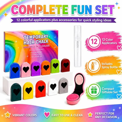 🌸 50% OFF NOW! 🎨 Temporary Hair Chalk Set for Girls – Vibrant colors, washable & easy to apply – Perfect for parties, festivals & creative fun ✨