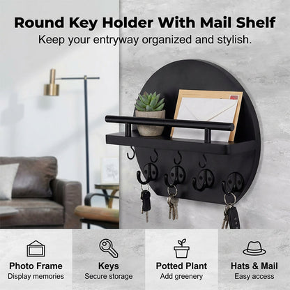 🏠 50% OFF NOW! 🔑 Wall Mount Key Holder with Shelf & Hooks – Space-saving, sturdy & easy install – Organize keys & mail at your entryway ✨