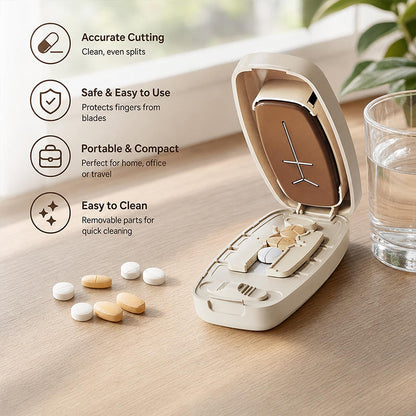 💊 Save 50%! ✂️ Pill Cutter Splitter – Precise cut, travel-ready & safe blade ✨