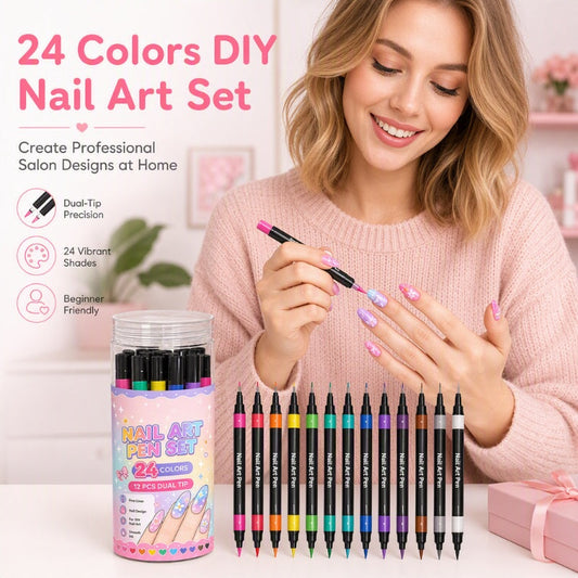💅 BUY 2 GET 1 FREE! 🎨 24‑Color Nail Art Pens – Dual‑ended, precise & vibrant ✨