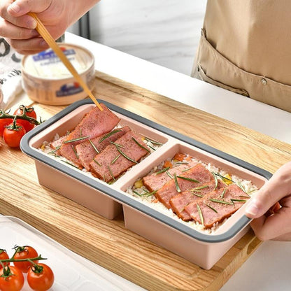 🍱 50% OFF! 🥗 Silicone Meal Prep Container – Divided, with lid & reusable ✨