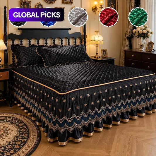🛏️ 50% OFF! 🧵 Quilted Bed Skirt – Breathable, full-coverage & easy-fit ✨