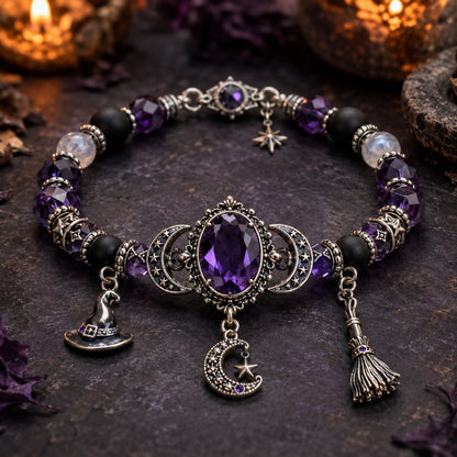 💜 Save 50%! 🎃 Gothic Purple Rhinestone Bracelet – Glam & spooky vibes ✨