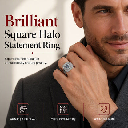 💍 BUY 1 GET 1 FREE! ✨ Square Halo Ring – Sparkly, elegant & modern finish 💎
