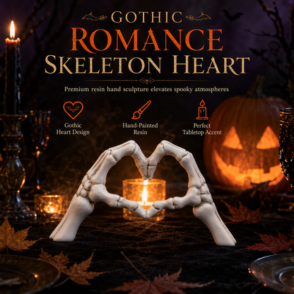 💀 Save 50%! 🎃 Skeleton Figurine – Heart hand gesture & desk‑ready ✨