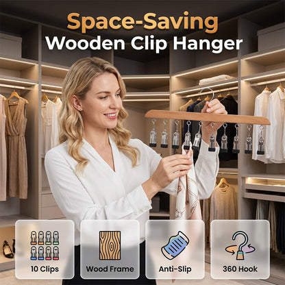 🧺 Save 50%! 🌿 Wooden Multi‑Clip Organizer – No‑slip & holds 10 items ✨