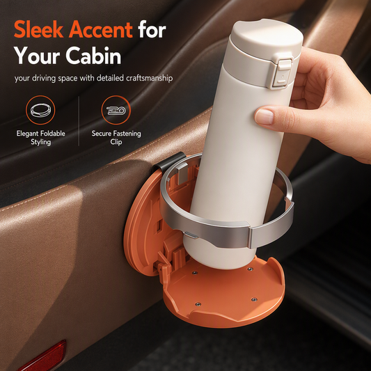 🚗 Save 50%! ☕ Foldable Car Door Cup Holder – Large diameter & clip-on ✨
