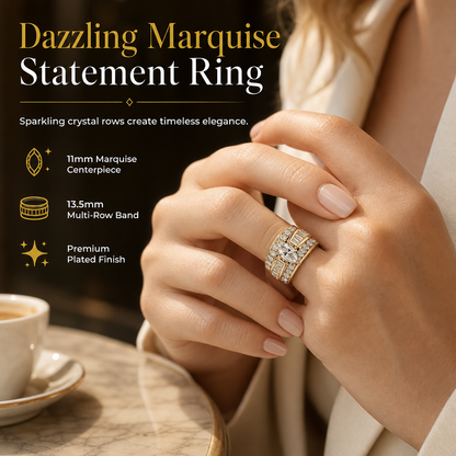 💍 Save 50%! ✨ Marquise Cut Engagement Ring – Plated & cubic zirconia sparkle ✨