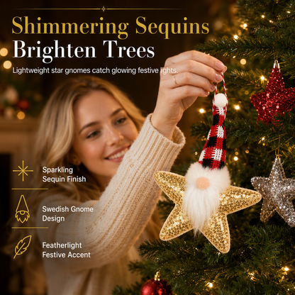 🎅 Save 50%! 🎄 Sequin Santa & Star Ornaments – Festive tree & home decor ✨