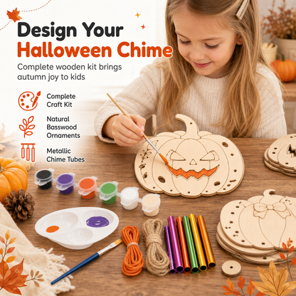 🎃 Save 50%! 🪵 Wooden Pumpkin Craft Kit – DIY wind chime for Halloween ✨