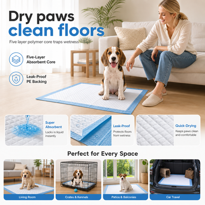🐕 Save 50%! 💧 Leakproof Pet Pee Pads – Deodorizing, breathable & thin ✨