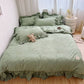 🛏️ Save 50%! ✨ 4‑Piece Bedding Set – Solid color & ruffled borders ✨