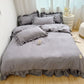 🛏️ Save 50%! ✨ 4‑Piece Bedding Set – Solid color & ruffled borders ✨
